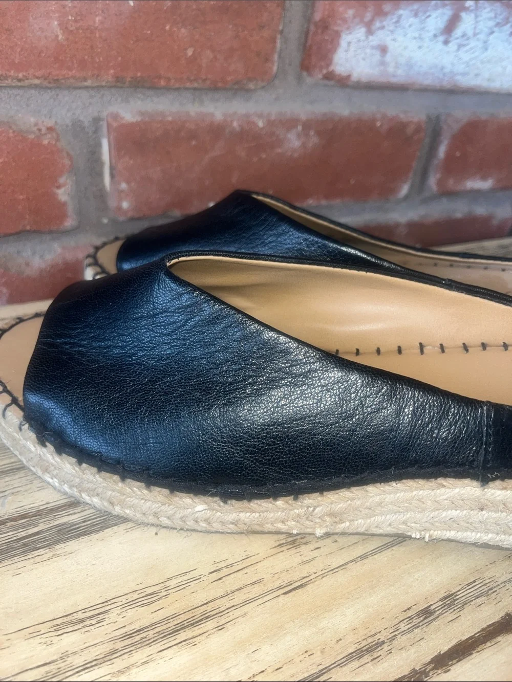 Franco Sarto L-Pine Black Leather Espadrille Platform Slide 9